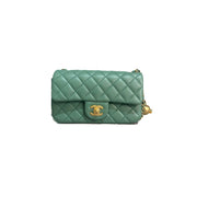 Chanel Mini Green Classic Flap with Pearl Crush - Jiaxyk